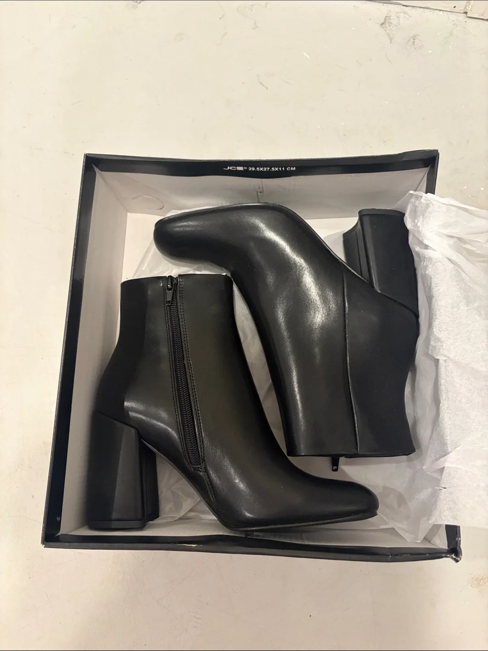 Madden Girl Black Leather Block Heel Ankle Boots